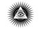 Sacred Masonic symbol. All Seeing eye, the third eye The Eye of Providence inside triangle pyramid. New World Order