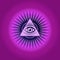 Sacred Masonic symbol. All Seeing eye, the third eye The Eye of Providence inside triangle pyramid. New World Order