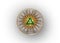 Sacred Masonic symbol. All Seeing eye the third eye. The Eye of Providence inside triangle pyramid. New World Order. alchemy