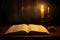 Sacred Moments: Open Bible and Glowing Candlelight.