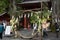 Sacred rice straw rope in Shinto shrine and temple