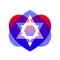 Sacred symbol star of david in heart. Shield of david. Magen illustration, icon