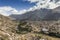 Sacred Valley harvested wheat field in Urubamba Valley in Peru,