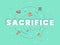 Sacrifice lettering around circle set icons package green isolated background with modern flat cartoon style