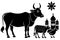 Sacrificial animals for Eid-ul-Azha Vector Illustration Silhouetted on white background