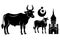 Sacrificial animals for Eid-ul-Azha Vector Illustration Silhouetted on white background