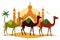 Sacrificial Camel animals for Eid-ul-Azha vector illustration on white background