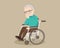 sad alone grandfather on wheelchair