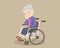 sad alone grandmother on wheelchair