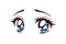 Sad anime eyes. Tears in her big blue eyes.