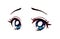 Sad anime style big blue eyes. Hand drawn vector cartoon illustration