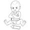 Sad baby. Vector illustration of a sketch cute little baby boy show sad expression. Baby emotions. Eyes with tears, mouth opened