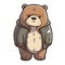 Sad Bear Face Sticker On Isolated Tansparent Background, Png, Logo. Generative AI