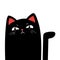 Sad black cat, angry cat, vector illustration EPS 10