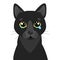 Sad Black Cat Vector Icon. Illustration Of Cute Sad Animal. Drear Crying Black Cat Vector.