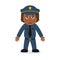 Sad Black Policewoman Cartoon Character