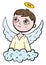 Sad boy angel, illustration, vector