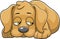 Sad Brown Dog Cartoon Character Lying