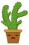 Sad cactus pot character. Cute cartoon succulent