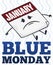 Sad Calendar Remembering the Unhappiness Blue Monday Date, Vector Illustration