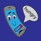 Sad cartoon cell phone battery 25%.