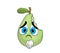 Sad cartoon illustration of Bitten pear