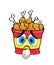 Sad cartoon illustration of Bucket of chicken