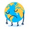 Sad cartoon planet earth globe crying, doom, climate change