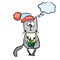 Sad cat in red hat,gift in hand,speech bubble template