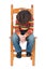 Sad child sitting on a chair isolated