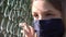 Sad Child Wears Protective Mask due Coronavirus Pandemic, Sick Unhappy Kid, Depressed Girl not Playing with Children, Depression