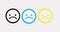 Sad of colored faces Icon. Modern laughing sad smile. Emoticon face. Sad icons for measuring customer satisfaction