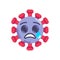 Sad coronavirus emoticon flat icon