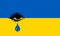 Sad cry eye with ukraine flag background