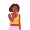 Sad crying black woman wipes away tears. Depressed unhappy upset african american girl. Hand drawn cartoon character.