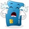 Sad Crying Blue Credit Card Character