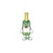 Sad Crying champagne green bottle cartoon character design style