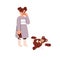 Sad crying child in bad whining mood. Weeping sobbing girl in tears with broken toy, torn teddy bear. Kid and childish