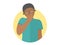 Sad, crying, depressed black boy in glasses. Flat design icon. Handsome man in grief, sorrow, trouble. Simply editable isolated on