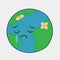 sad, crying earth, get sick of planet earth with patches and bandages