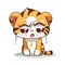 Sad crying tiger, cartoon chibi style, AI generative