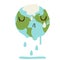 Sad cute planet earth melting down and crying