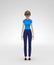 Sad, Depressed and Frustrated, Jenny - 3D Cartoon Female Character Model - Stands Stooping in Dull Manner