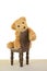 Sad depressed Teddy bear sitting on chair