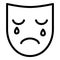 Sad depression mask icon, outline style