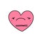 Sad depressive heart symbol doodle illustration icon in cartoon comic kawaii face