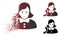 Sad Destructed Pixel Halftone Receptionist Woman Icon