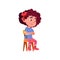 Sad Emotion Girl Child Sitting On Chair Vector