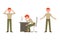 Sad, exhausted, miserable office guy in green pants vector illustration