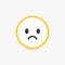 Sad face, bad customer review and emotional assessment of goods or services quality. Round vector icon with bright